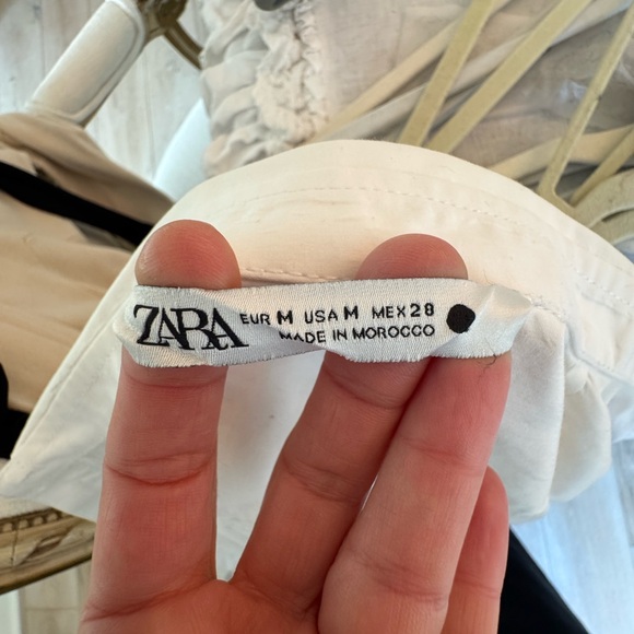 Zara White Button Down Oversized Shirt with French Cuffs - Picture 11 of 12